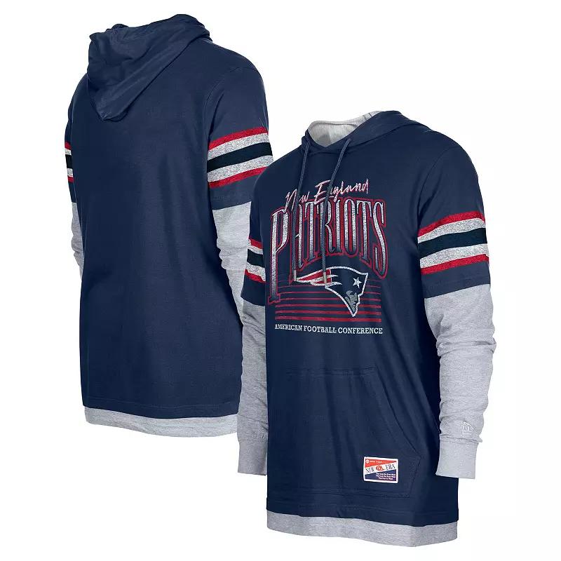 Men's New Era Navy New England Patriots Twofer Long Sleeve Hooded T-Shirt,  Product Image