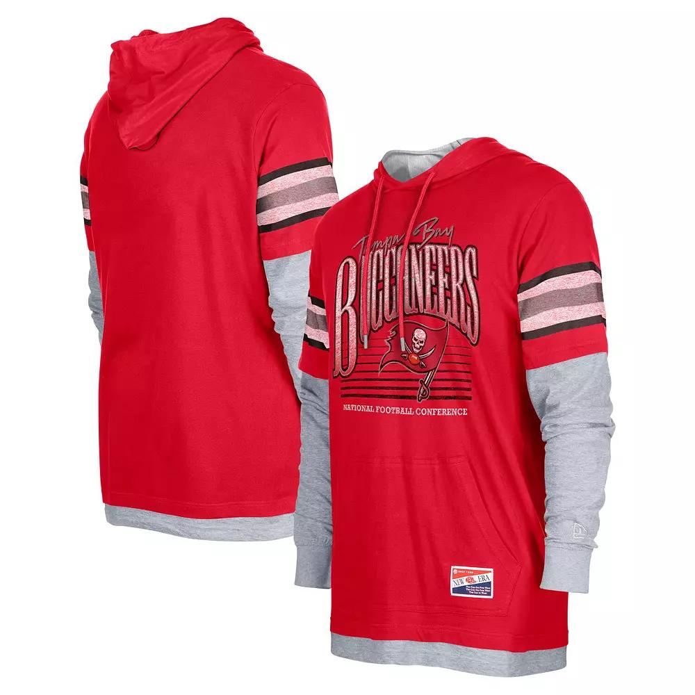 Men's New Era Red Tampa Bay Buccaneers Twofer Long Sleeve Hooded T-Shirt,  Product Image