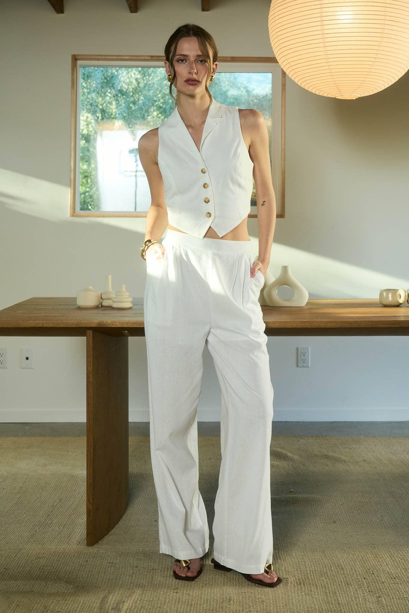 High Waisted Front Pleat Pants Product Image