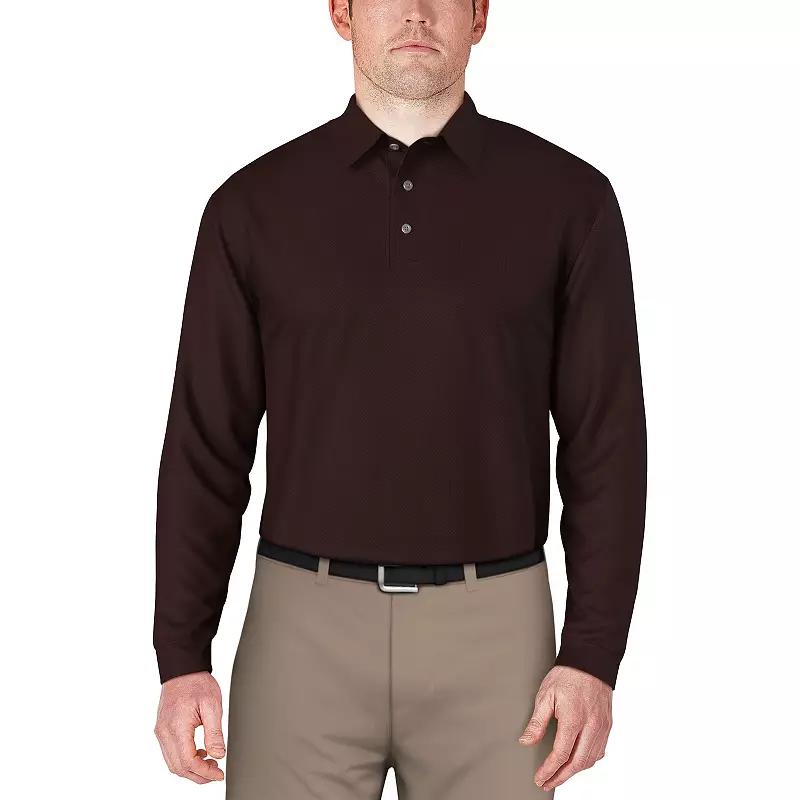 Men's Grand Slam Mini Jacquard Long Sleeve Golf Polo,  Product Image
