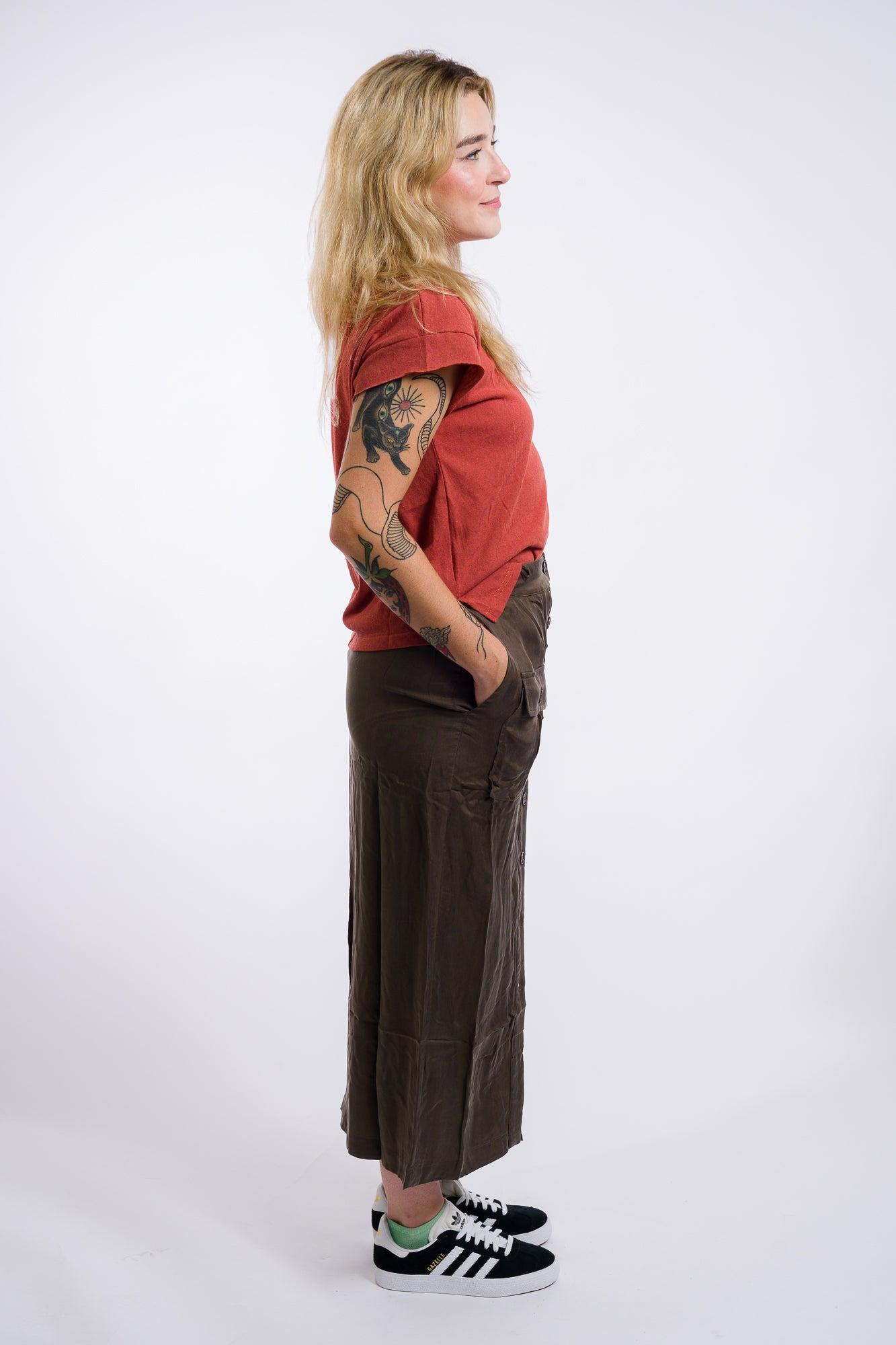 Miou Muse Buttondown Midi Cargo Skirt - Olive Product Image
