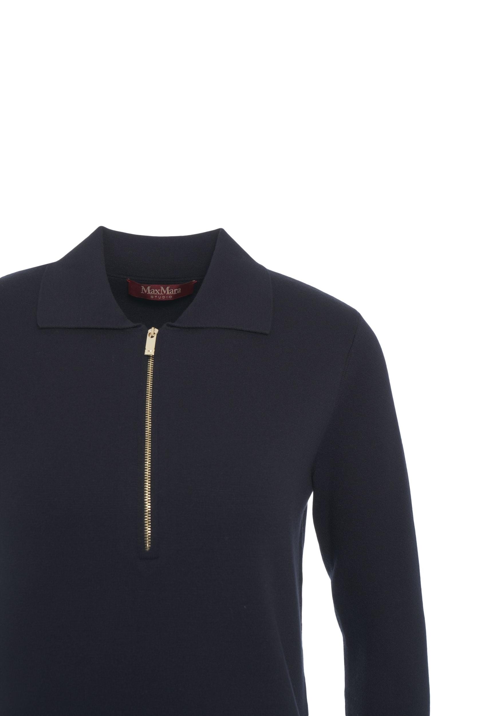 Midi dress with collar and zipper Product Image