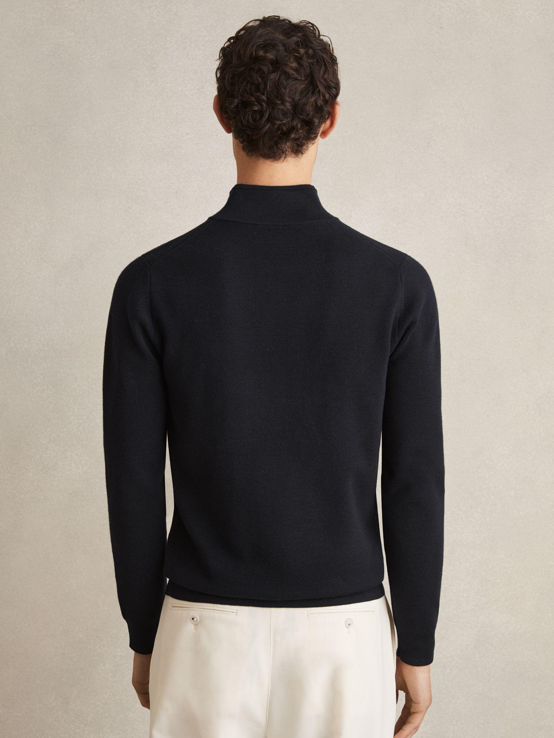 Merino Wool Half-Zip Jumper in Navy Product Image
