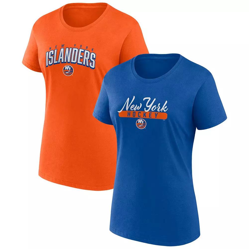 Women's Fanatics Branded Royal/Orange New York Islanders Two-Pack Fan T-shirt Set, Size: 3XL, Isl Blue Product Image