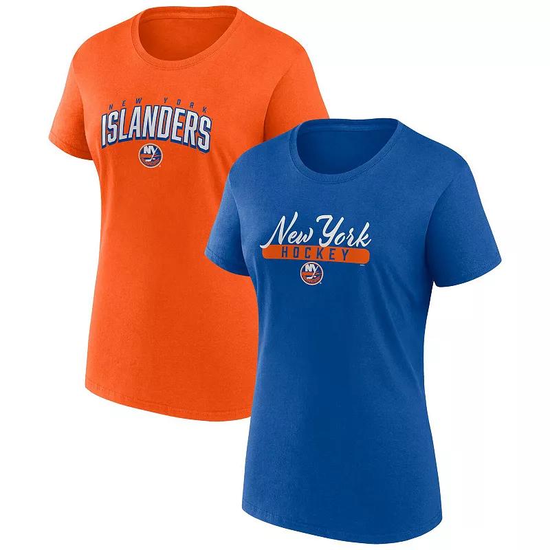 Women's Fanatics Branded Royal/Orange New York Islanders Two-Pack Fan T-shirt Set, Size: 3XL, Isl Blue Product Image