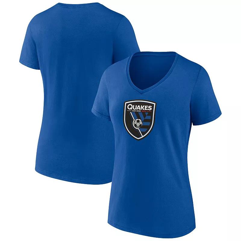 Women's Fanatics Blue San Jose Earthquakes Logo V-Neck T-Shirt, Size: XL, Sje Blue Product Image
