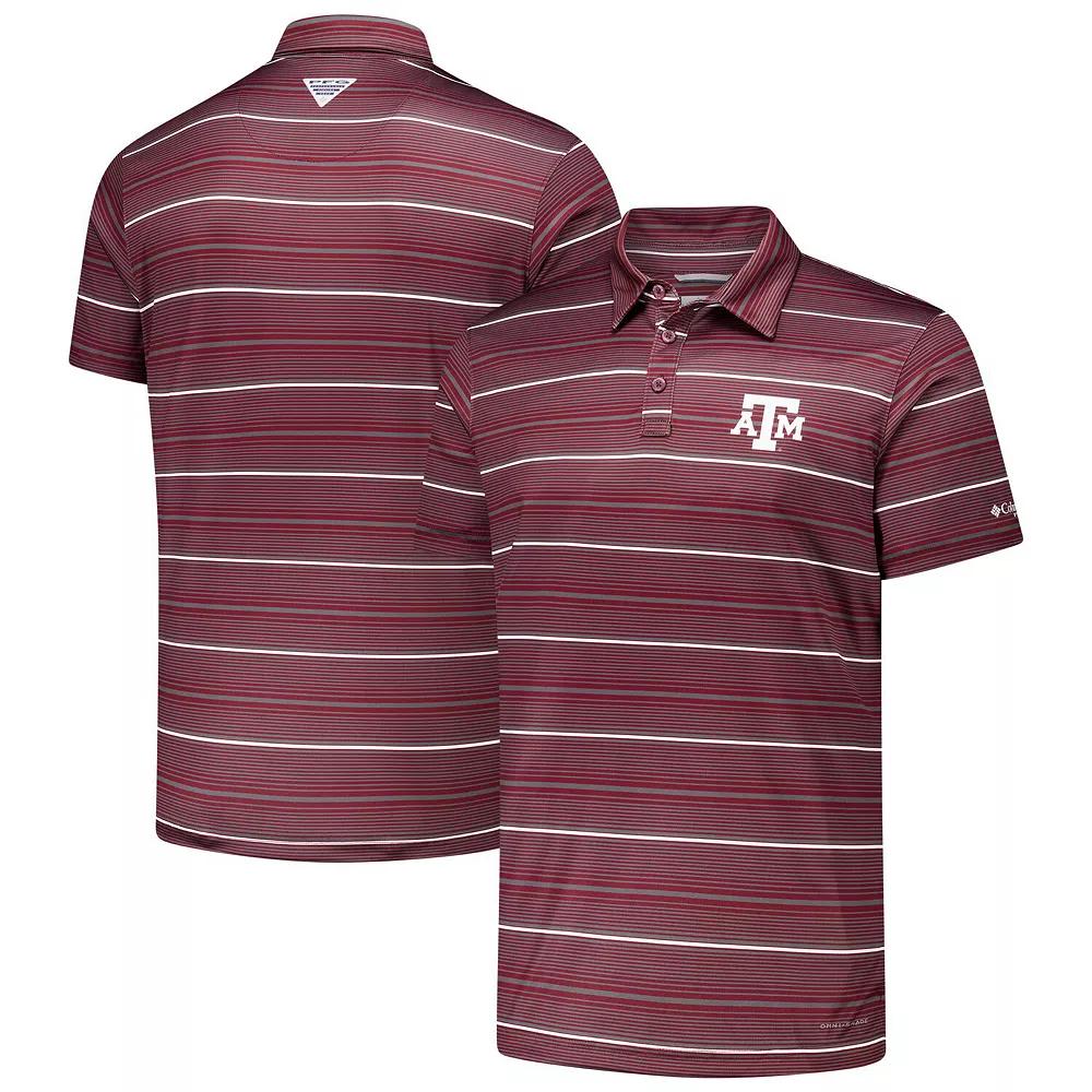 Men's Columbia Maroon Texas A&M Aggies PFG Super Terminal Tackle™ Omni-Shade™ Stripe Polo, Size: Small, Red Product Image