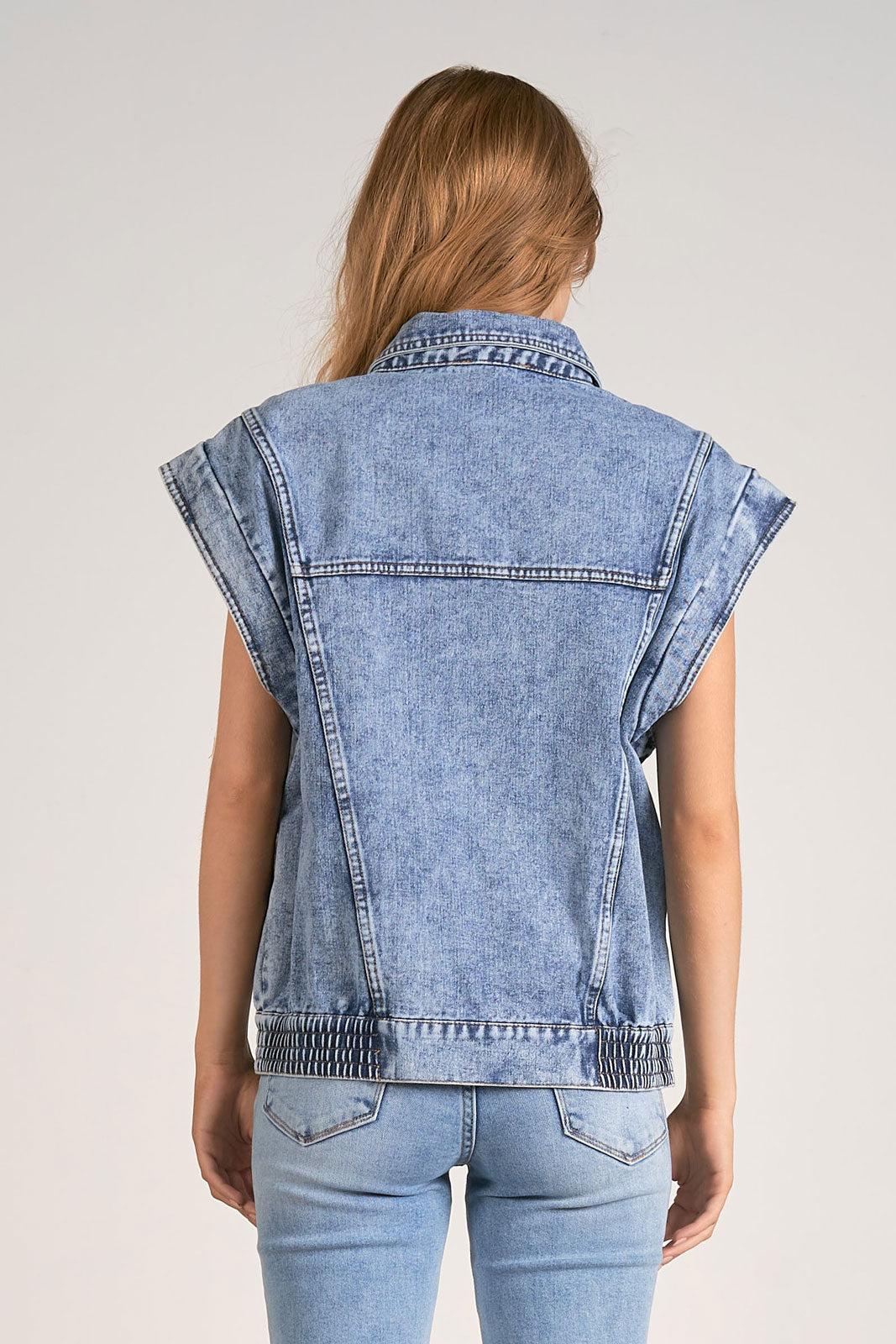 Denim Button Up Vest Product Image