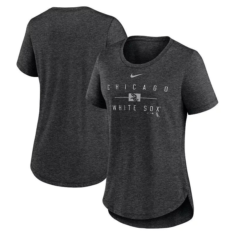 Womens Nike Heather Black Colorado Rockies Knockout Team Stack Tri-Blend T-Shirt Product Image