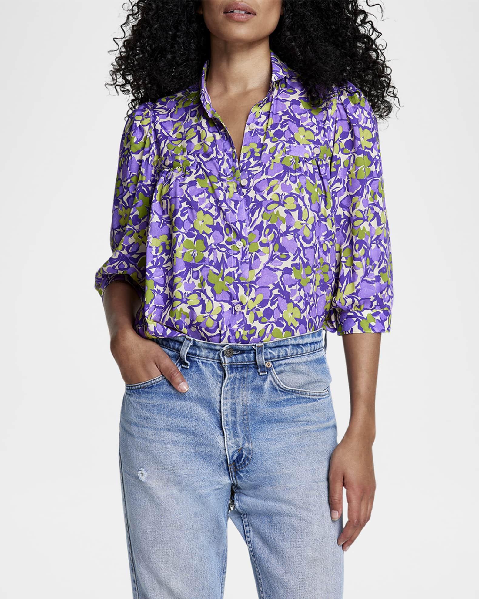 Orchid Floral Shirred Pocket Blouse Product Image