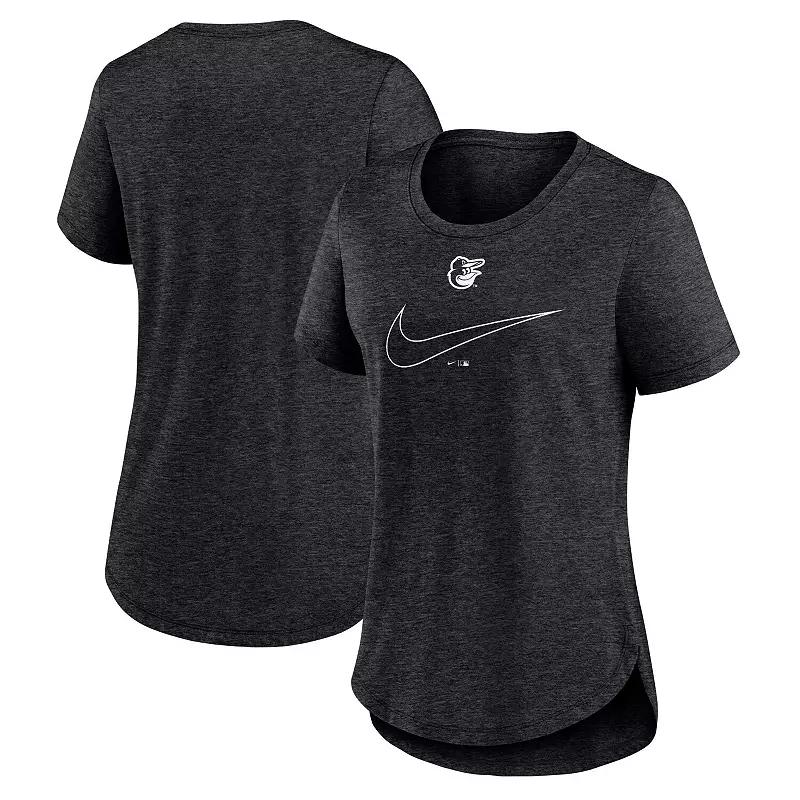 Women's Nike Heather Black Colorado Rockies Knockout Team Stack Tri-Blend T-Shirt,  Product Image