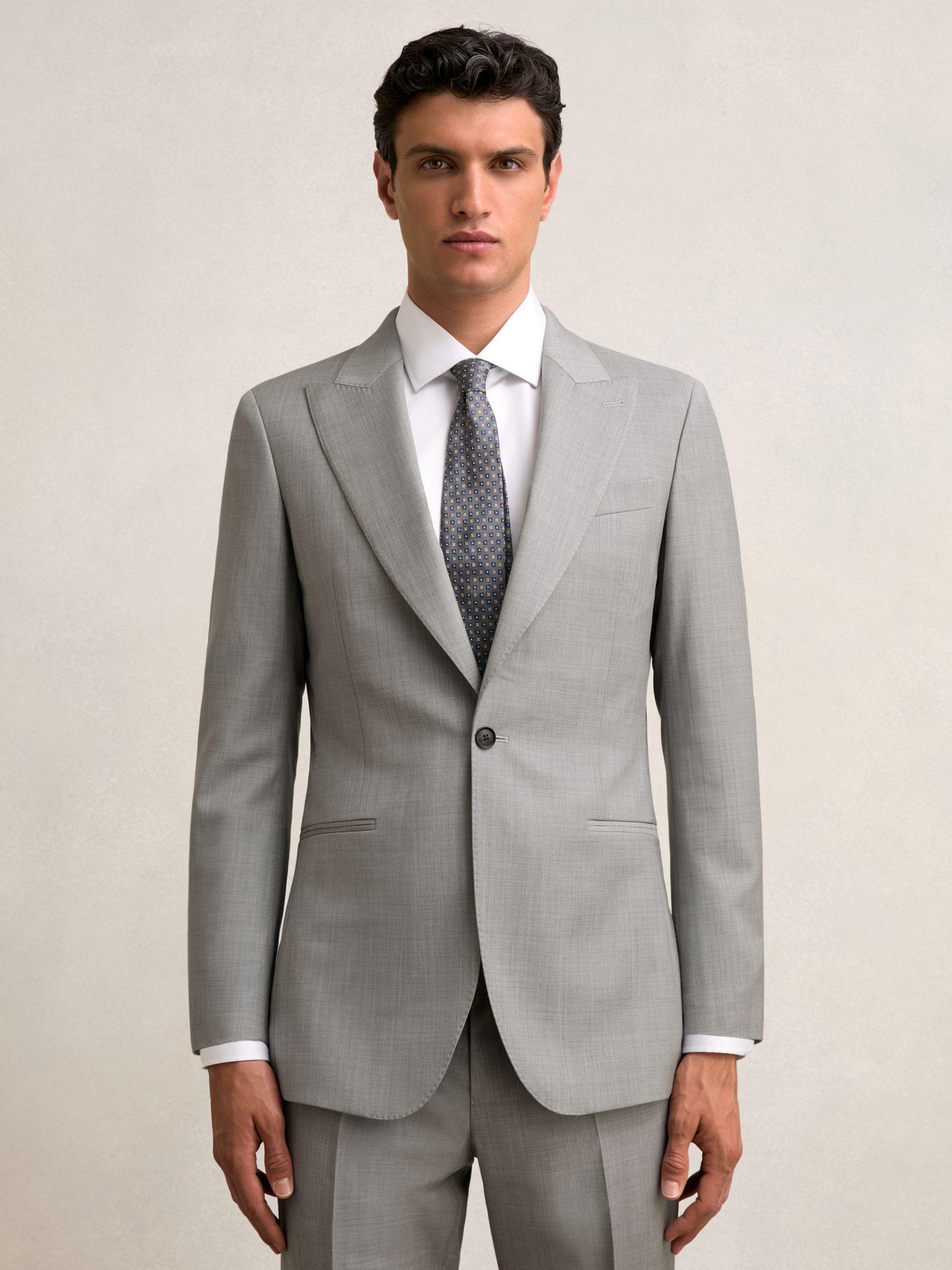 Slim-Fit Wool Single Breasted Suit Blazer in Mid Grey Product Image
