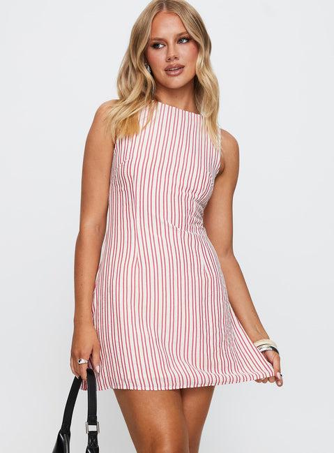 Alfalfa Shift Mini Dress Red Stripe Product Image