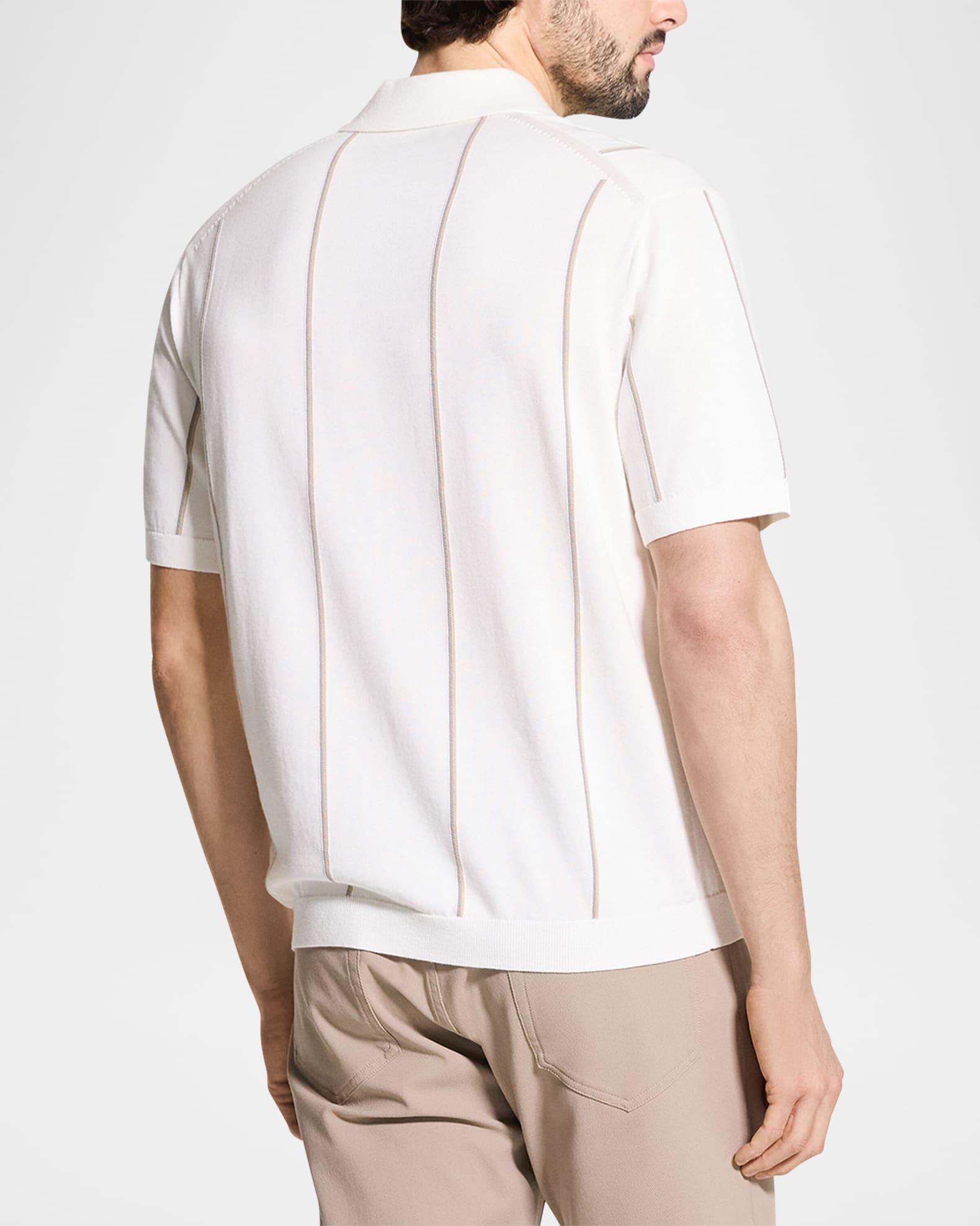 Men's Cotton Stripe Short-Sleeve Polo Sweater Product Image