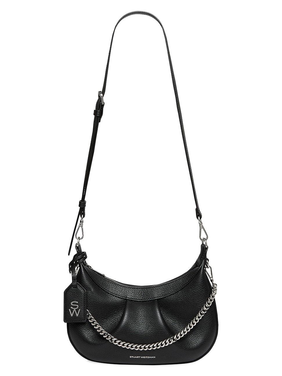 Womens Stellar Crescent Textured Leather Shoulder Bag Product Image