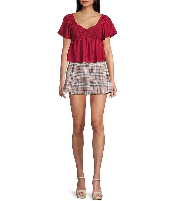 Honey & Sparkle Smocked V-Neck Ruffle Short Sleeve Top Product Image