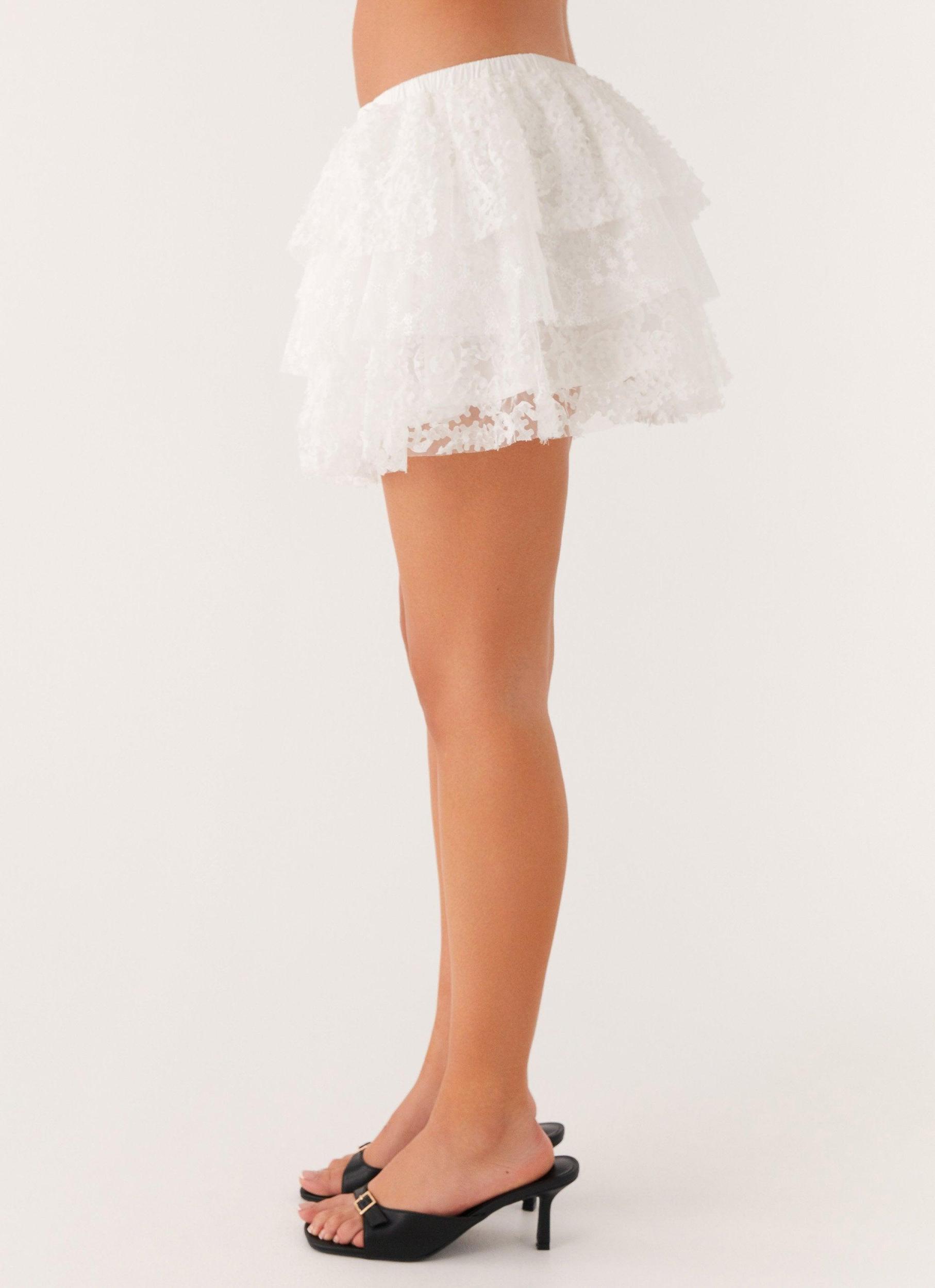 Erin Layered Mini Skirt - White Product Image