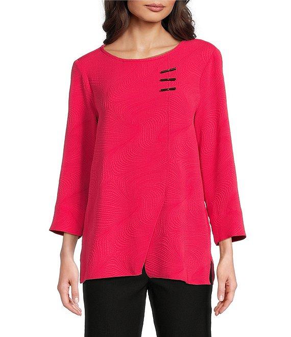 Ali Miles Petite Size Round Neck 3/4 Sleeve Tunic Product Image