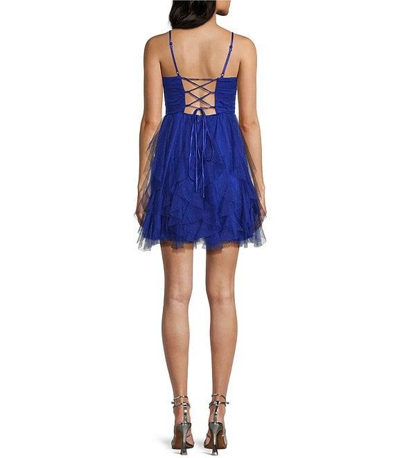 Pear Culture Spaghetti Strap Glitter Cork Dress Product Image