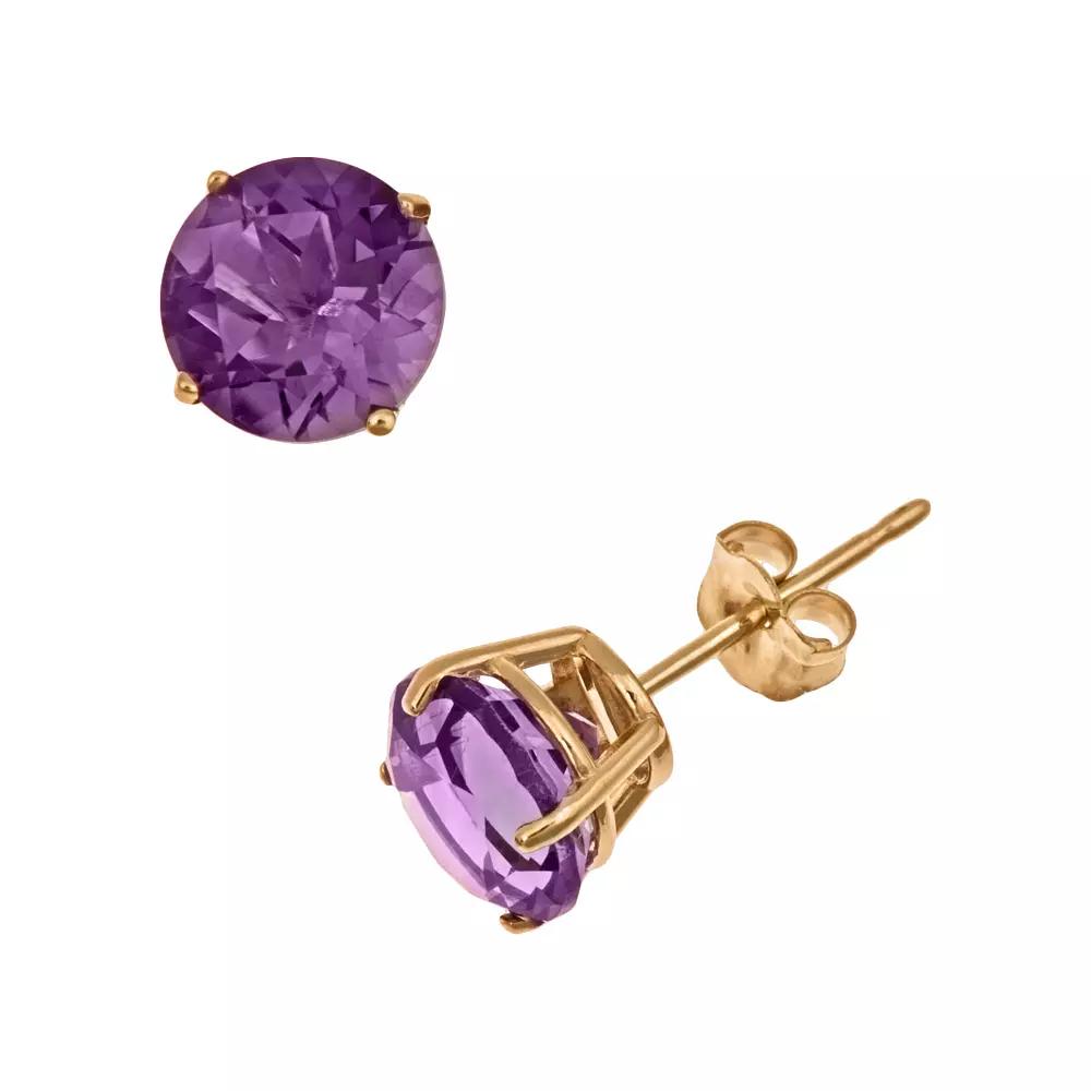 Celebration Gems 14k Gold African Amethyst Stud Earrings, Women's, Purple Product Image