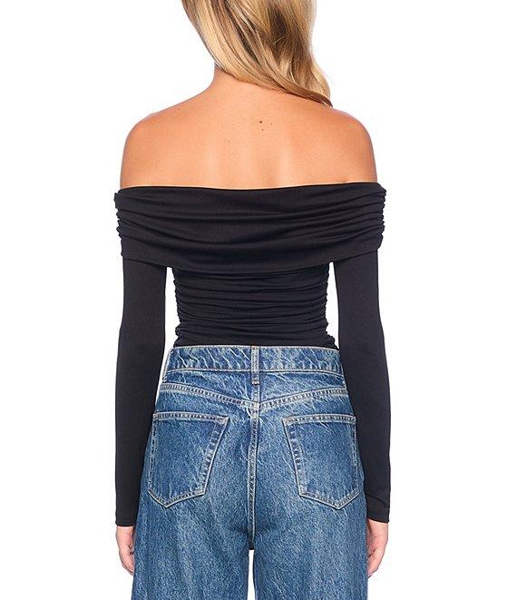 Susana Monaco Off The Shoulder Neck Long Sleeve Gathered Top Product Image