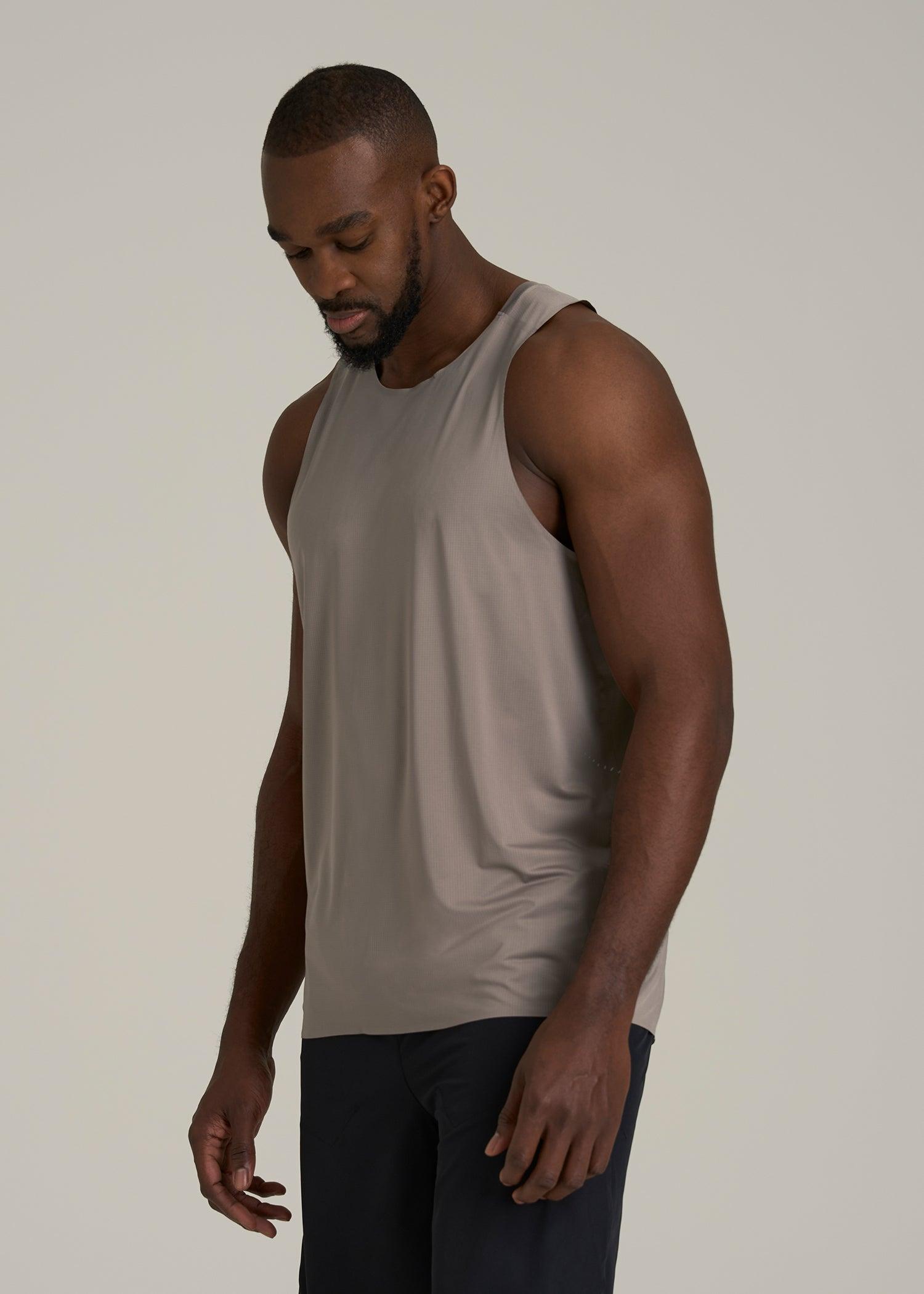 Perforated Training Singlet for Tall Men in Portobello Male Product Image