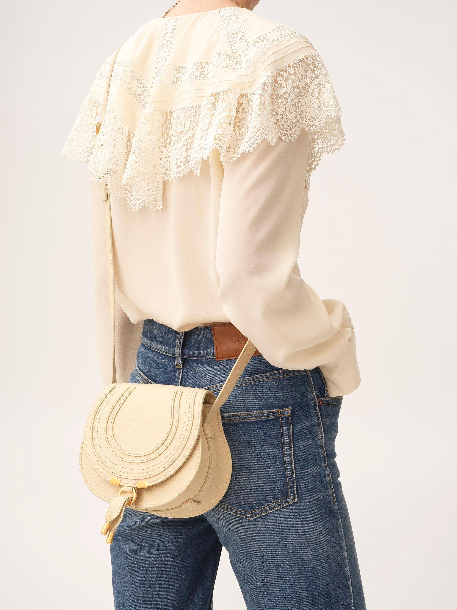 Small Marcie saddle bag in grained leather Product Image