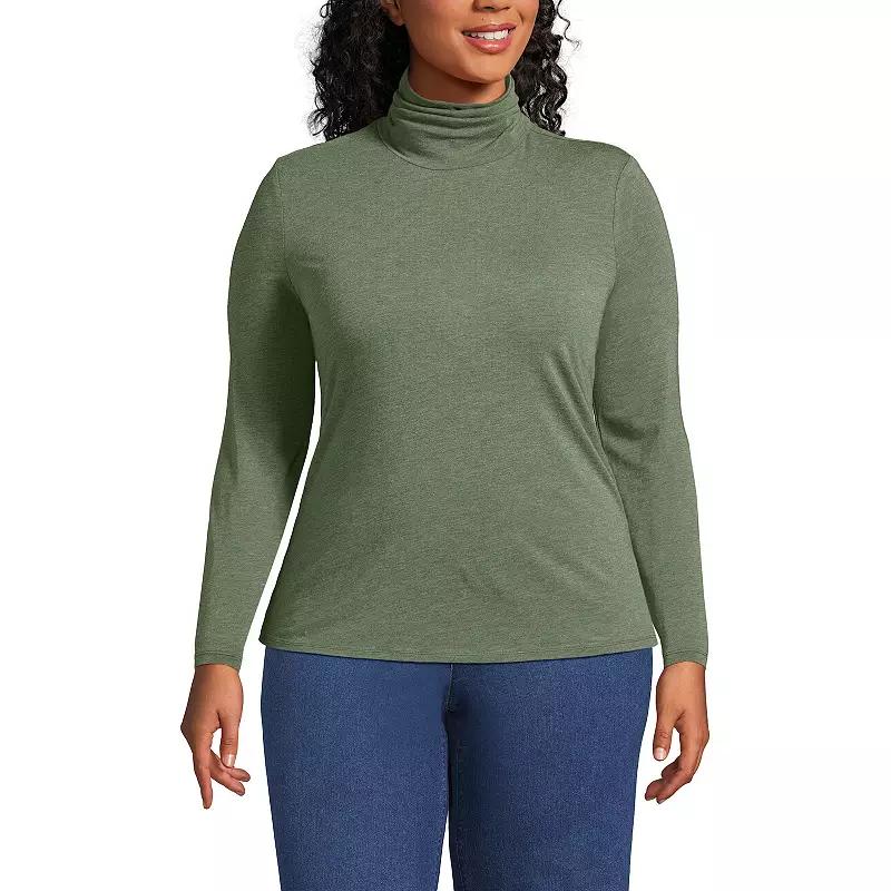 Plus Size Lands' End Lightweight Fitted Long Sleeve Turtleneck, Women's, Size: 1XL, Black Product Image