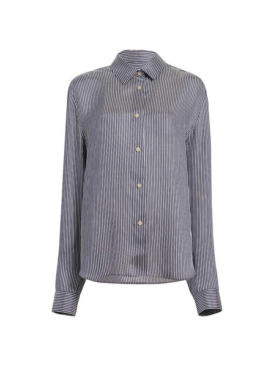 Womens Argo Pinstriped Silk Long-Sleeve Shirt Product Image