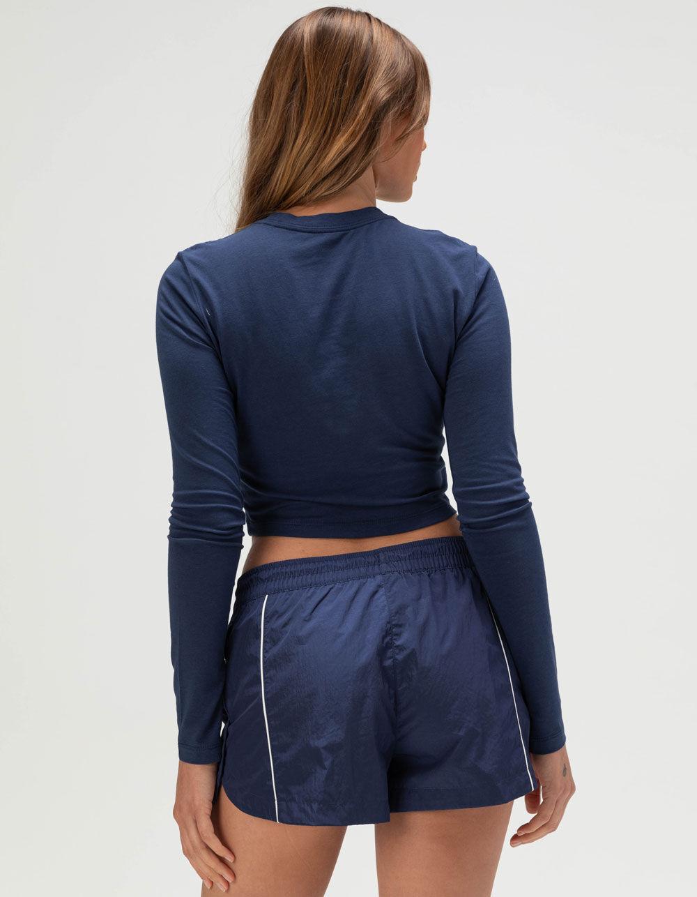 NIKE Sportswear Chill Knit Womens Long Sleeve Crop Tee - MIDNIGHT BLUE Product Image