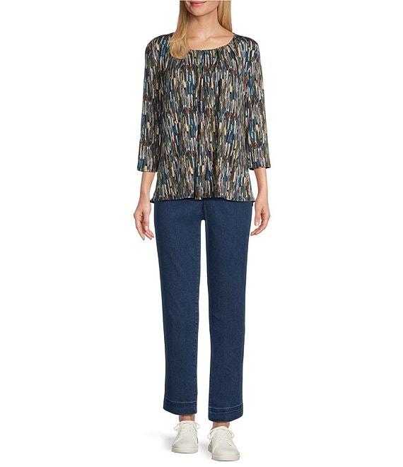 Intro Stella Straight Leg Slimming Comfort Waist Pull-On Denim Ankle Pants Product Image