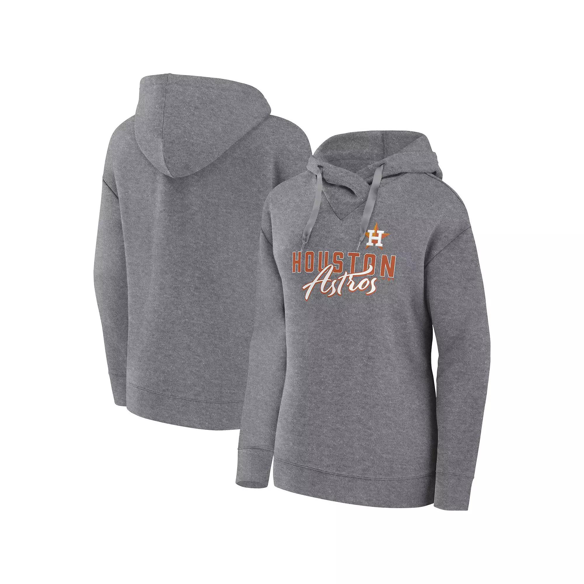 Women's Fanatics Branded Heather Gray Houston Astros Script Favorite Lightweight Fitted Pullover Hoodie,  Product Image