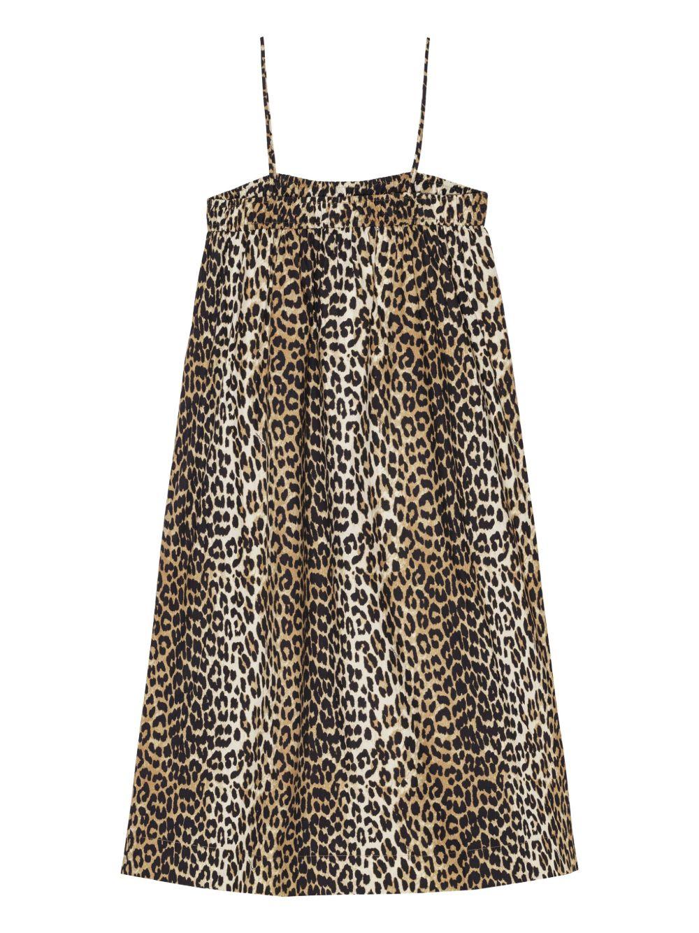 leopard-print cotton midi dress Product Image