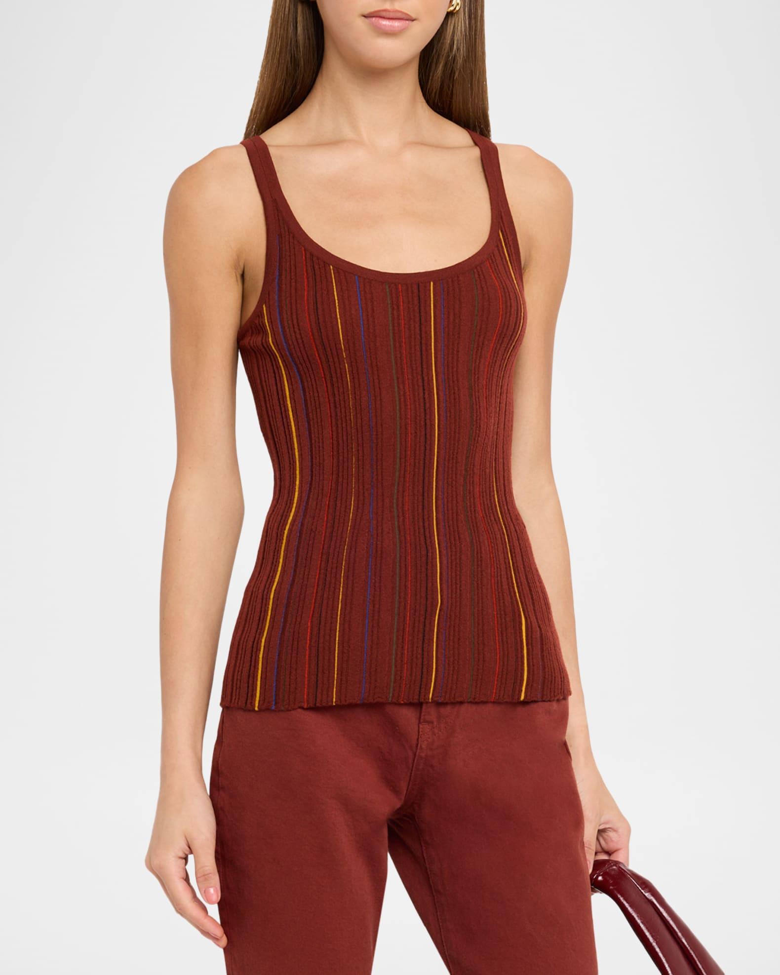 Yara Striped Plisse Knit Tank Top Product Image