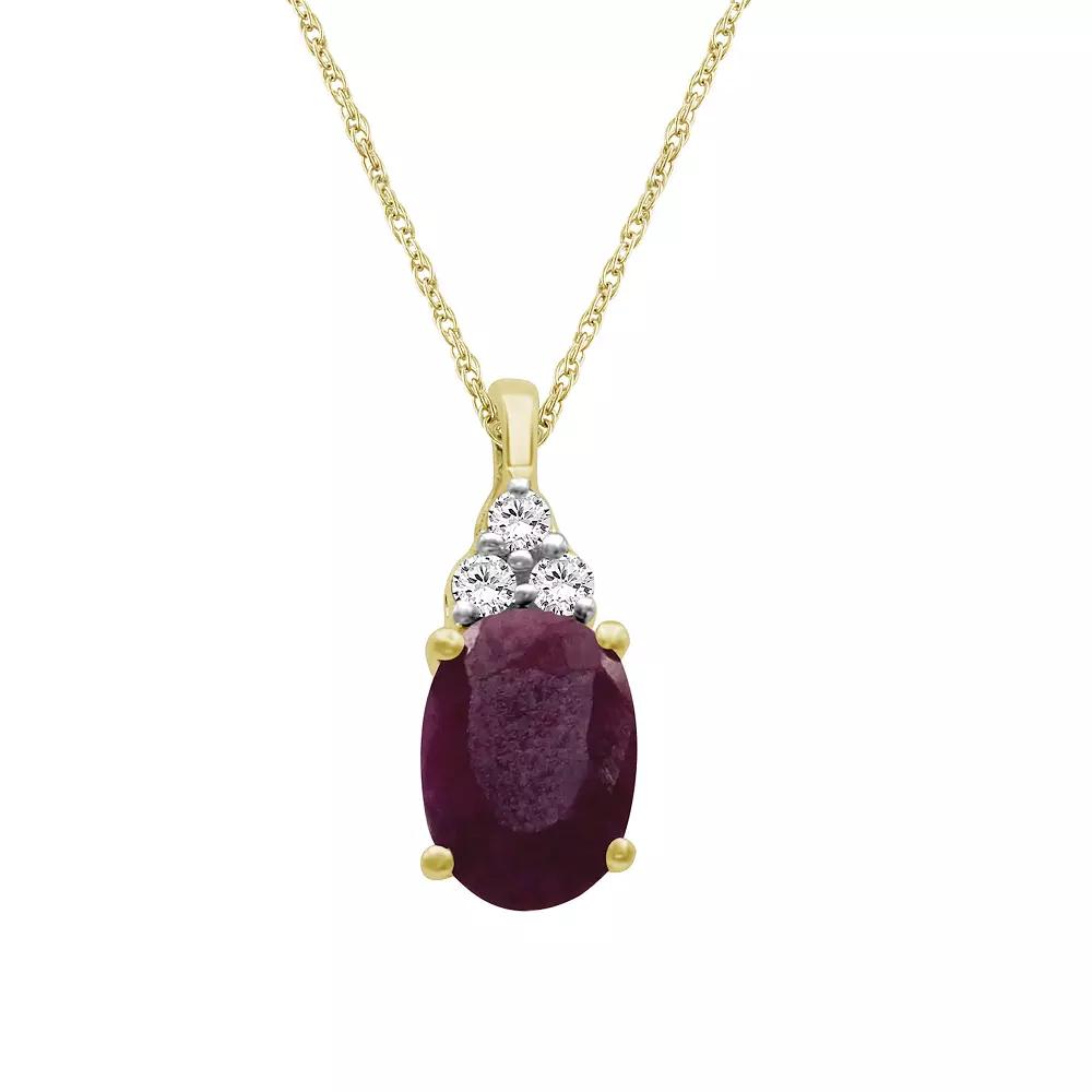 Jewelexcess 10k Gold Gemstone & Diamond Accent Pendant Necklace, Women's, Size: 18", Red Product Image