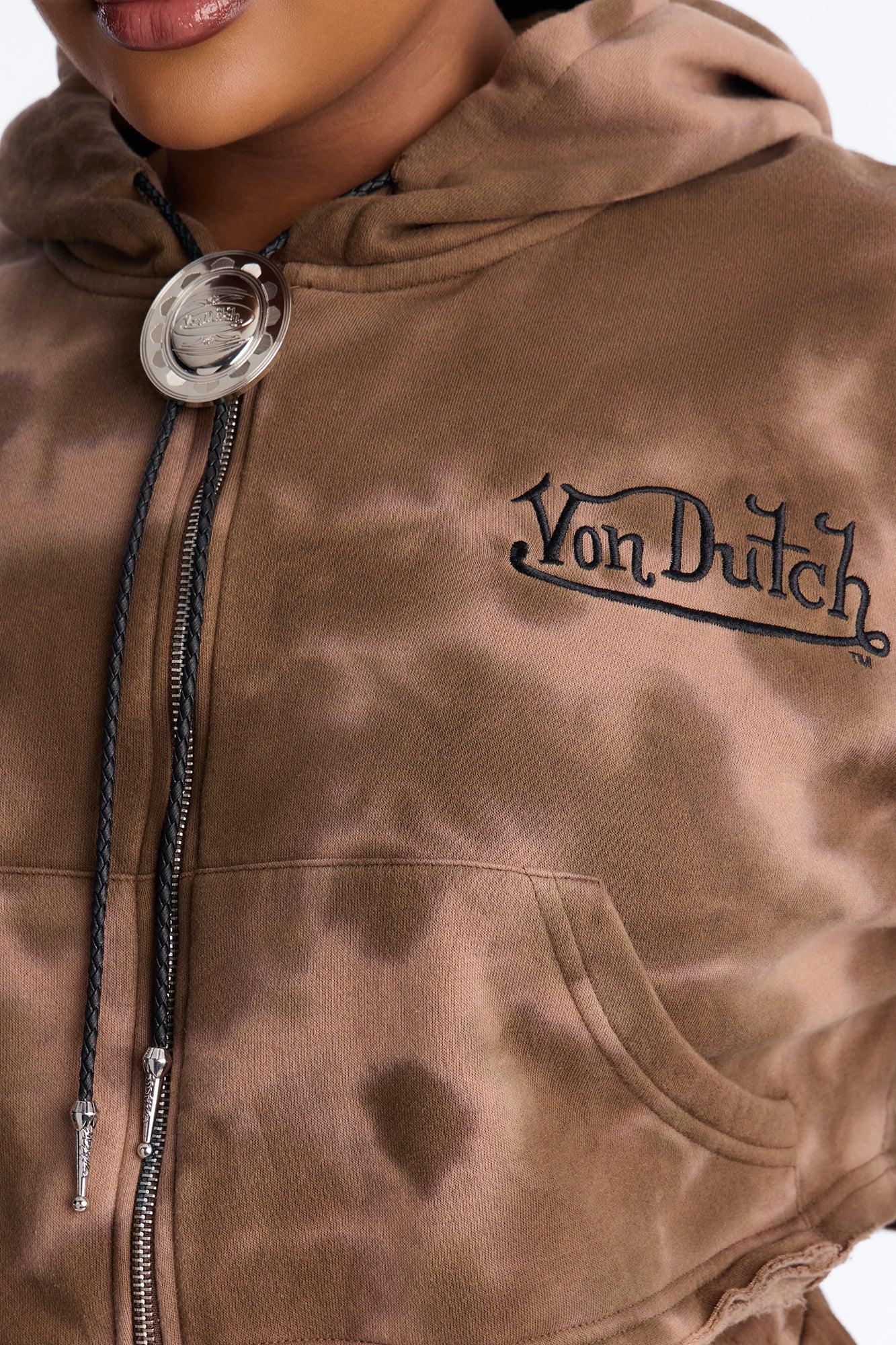 Von Dutch Ash Rider Washed Zip Up Sweatshirt - Brown Combo Female Product Image