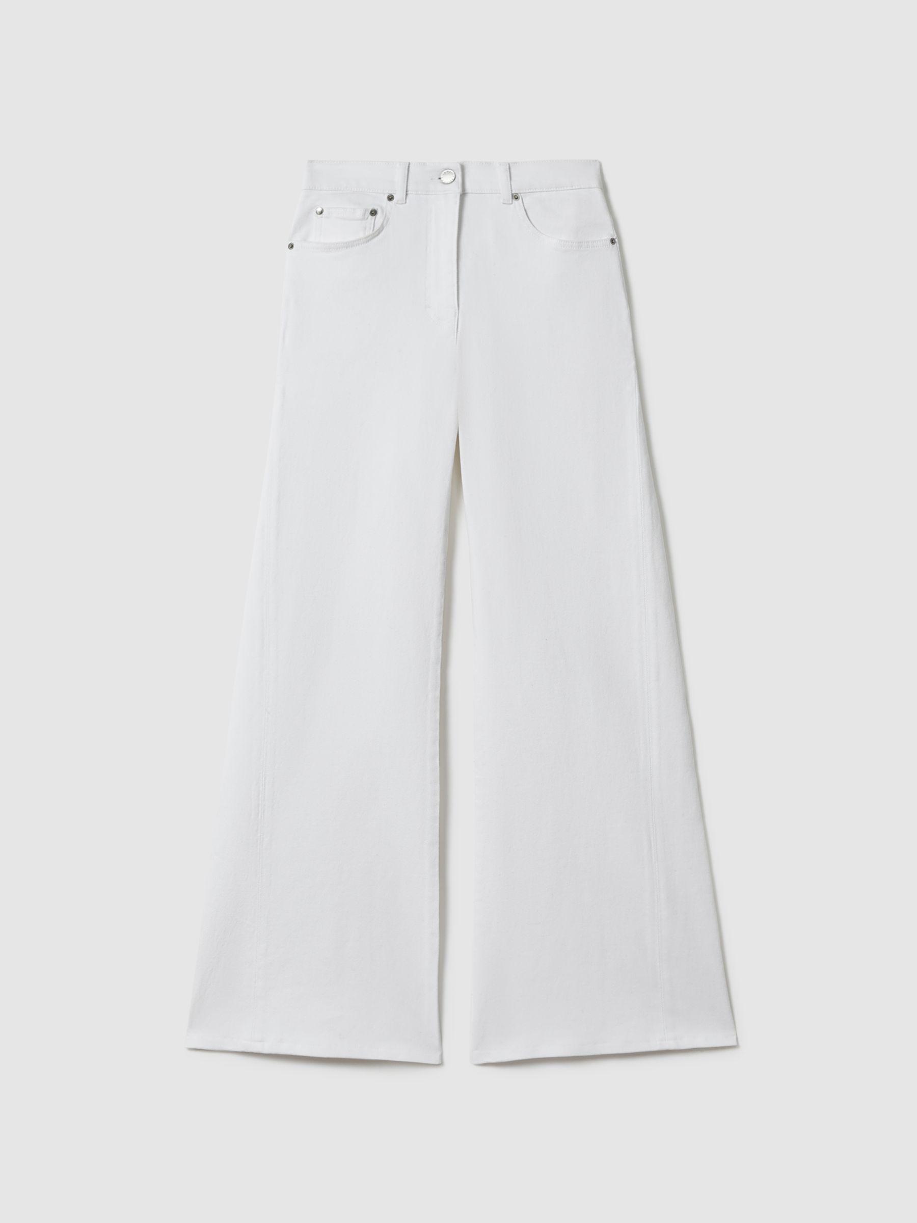 Flared Side Seam Jeans in White Product Image