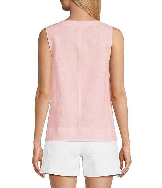 Tommy Bahama Coastalina Solid Linen Plain Weave V-Neck Sleeveless Tassel Tie Tank Product Image