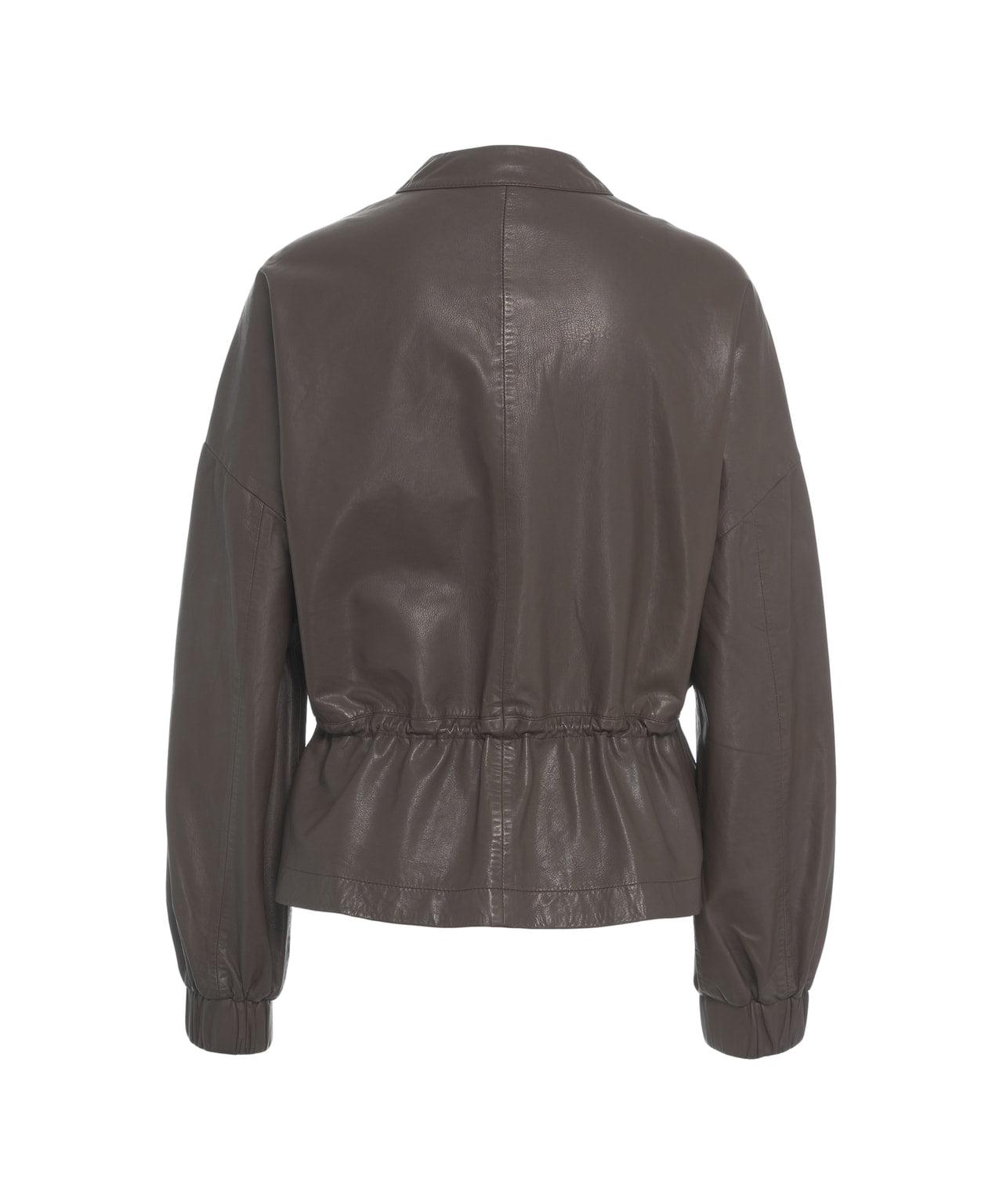 Leather jacket with drawstring Product Image