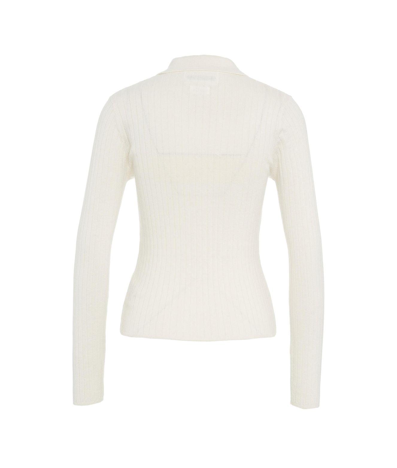Ribbed long sleeve polo shirt 'Adela' Product Image