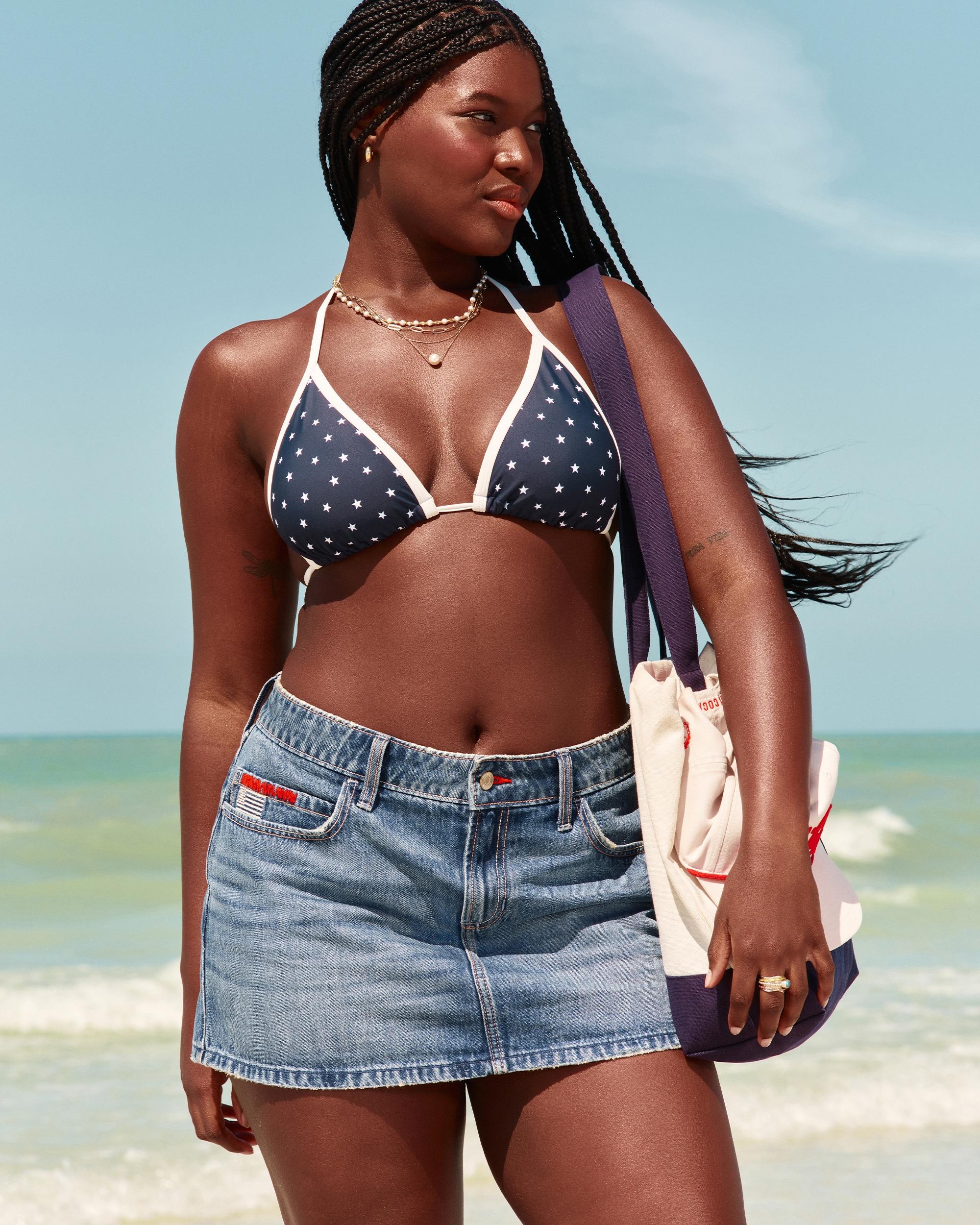 Low-Rise Pink Denim Mini Skort Product Image