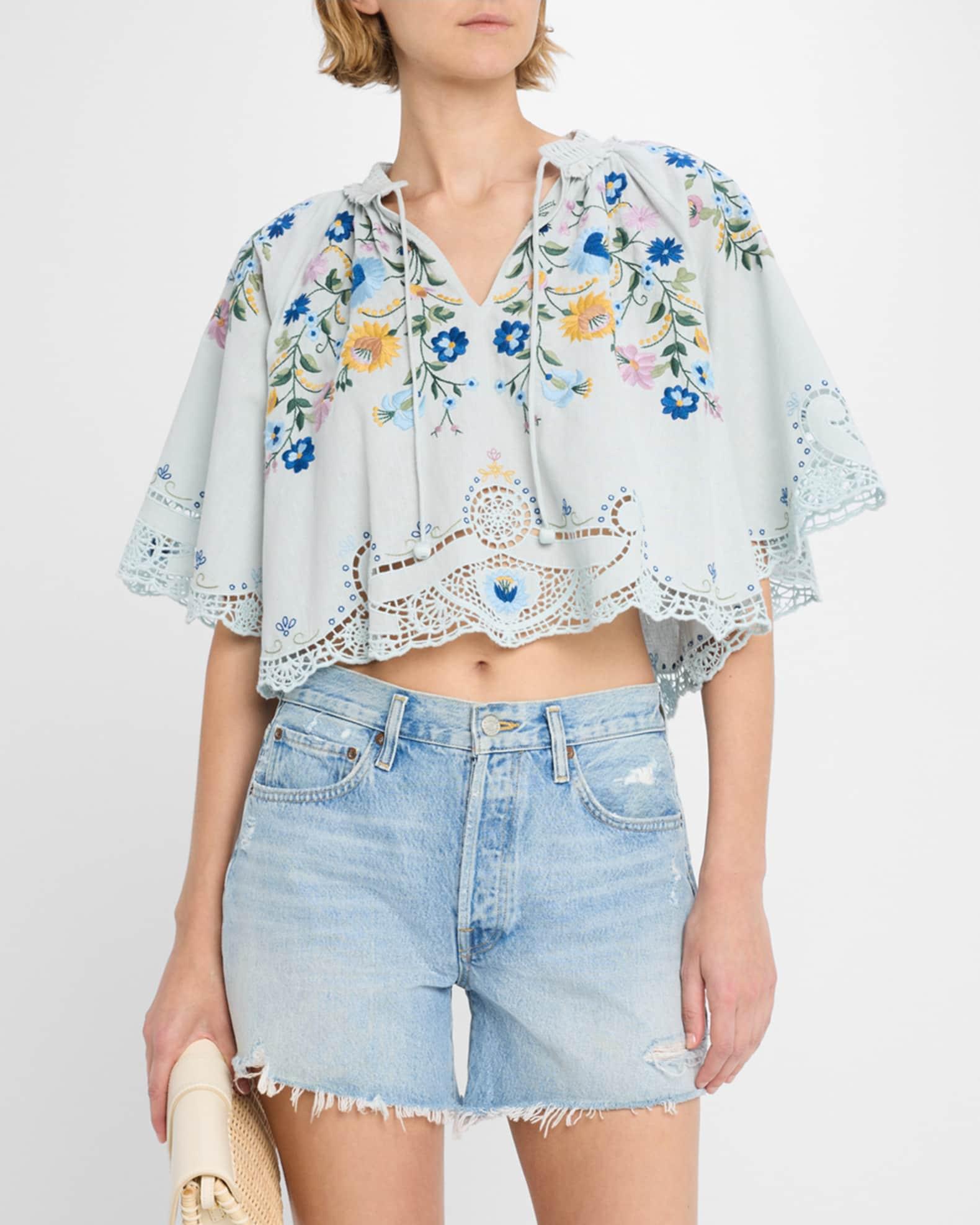 Celia Short-Sleeve Embroidered Top Product Image