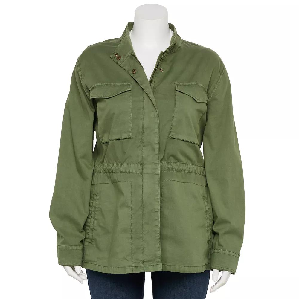 Plus Size Sonoma Goods For Life® Patch Pocket Utility Jacket, Women's, Size: 0X, Manolo Green Product Image