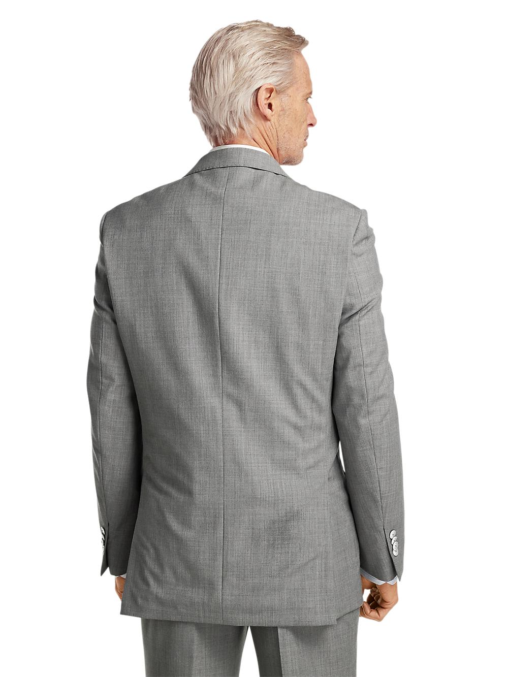 Wool Stretch Bengaline Peak Lapel Suit Jacket - Light Grey Product Image