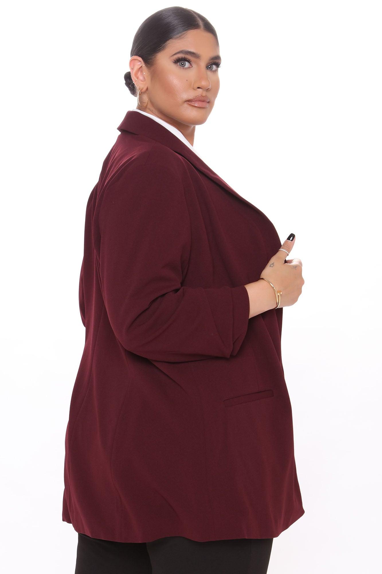 The Celine Blazer - Burgundy Product Image