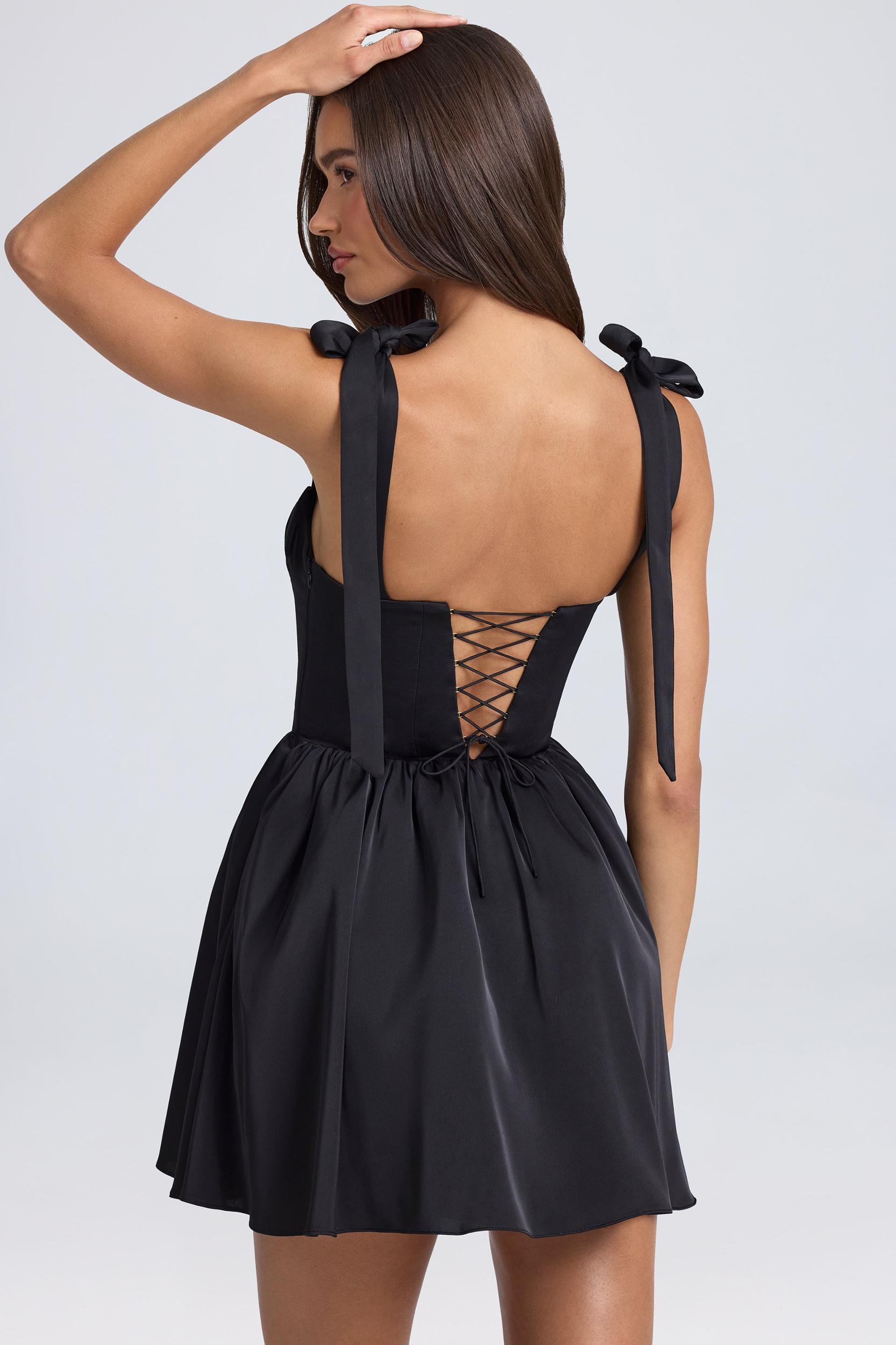 Draped Corset Mini Dress in Black Product Image