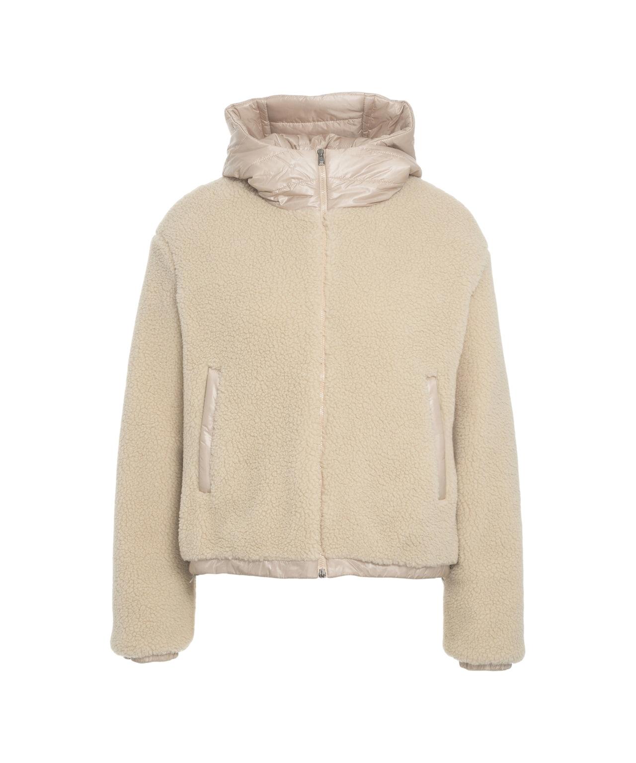 Jacket with faux fur and quilted hood Product Image