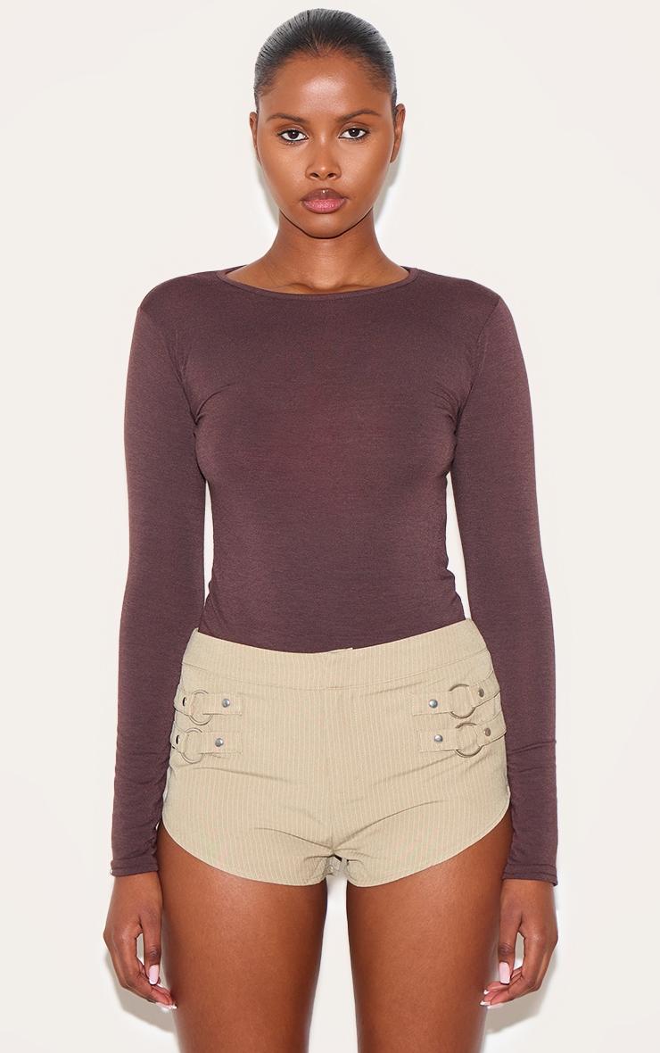 Stone Pinstripe Trim Detail Hot Pants Product Image