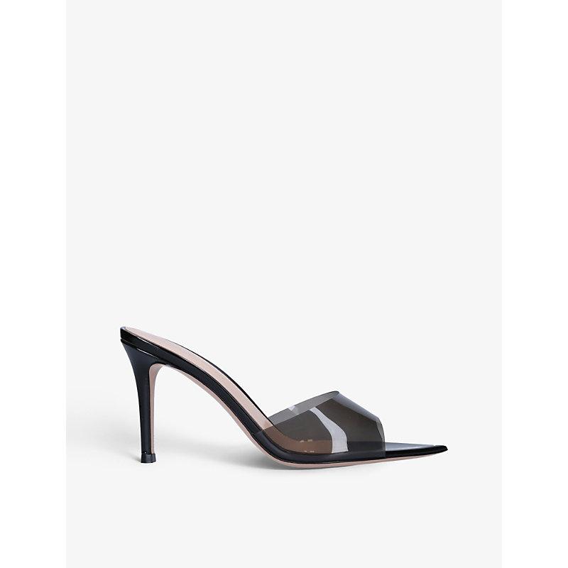 GIANVITO ROSSI Elle 85 Pvc And Patent-leather Mules In Black Product Image