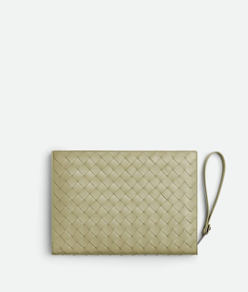 Men's Small Intrecciato Document Case With Wristlet in Travertine Product Image